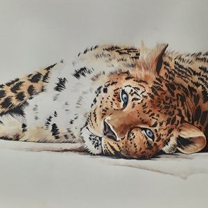 18x24" watercolor leapard painting